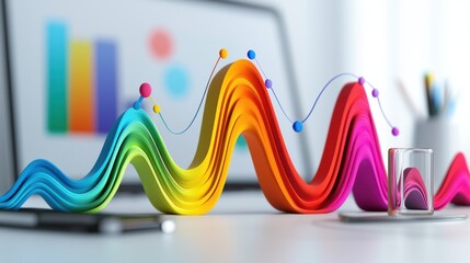 Poster - Vibrant Flowing Shapes of Color Captivating Abstract Digital Artwork