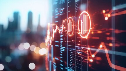 Poster - futuristic digital analytics dashboard with intelligence algorithms