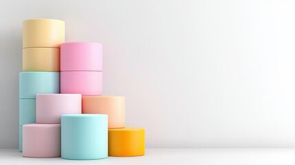 Poster - Pastel Geometric Shapes Composition with Muted Color Gradients and Minimal Abstract Design