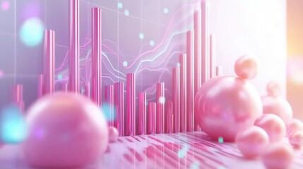 Poster - mesmerizing futuristic spheres and shapes in vibrant neon purple and pink tones