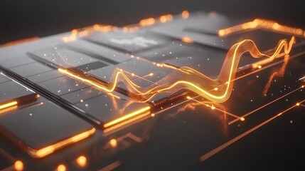 Poster - glowing financial analytics graph with dynamic curve visualizing business performance and trend