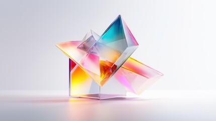 Poster - Mesmerizing Prism Art Refractive Glass Shapes Captivating Multicolor Reflections