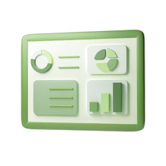 Poster - sustainability report concept, Interactive sustainability report with green graphics and charts Clipart Photo isolated on transparency background