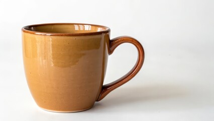 Wall Mural - Brown Ceramic Mug on White Background