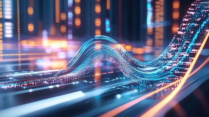 Poster - dynamic neon data flow abstract futuristic tech background