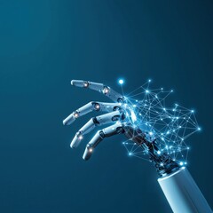 Poster - Futuristic Robot Hand with Digital Connections