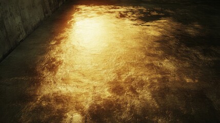 Poster - Reflective Surface with Golden Shimmering Light in an Industrial Environment