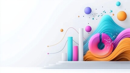 Poster - vibrant digital composition with flowing geometric shapes and glowing orbs