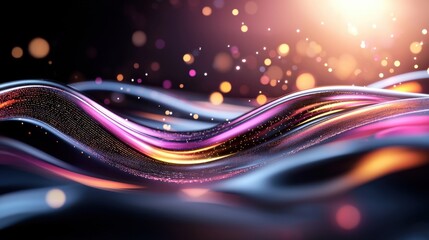 Poster - captivating luminous waves of vibrant colors and ethereal motions evoking a dreamlike digital landsc