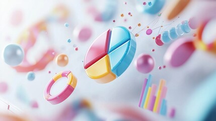 Poster - Vibrant Abstract Digital Art with Dynamic Geometric Shapes and Fluid Composition