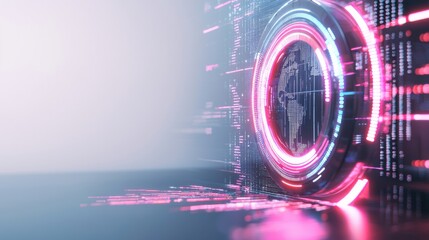 Poster - futuristic digital portal to alternate dimension of neon glow and abstract data swirls