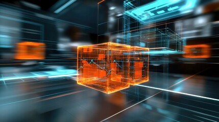 Poster - Futuristic Digital Holograms in Dynamic Motion Blur