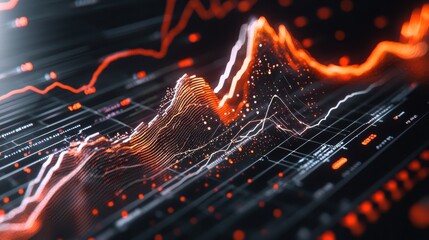 Poster - Glowing Digital Infographic with Dynamic Financial Data Visualization