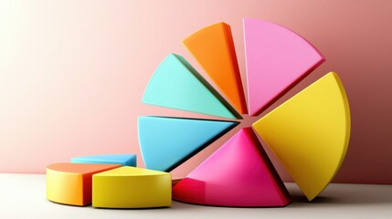 Poster - vibrant geometric shapes composition in pastel colors forming a modern conceptual design