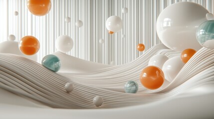 Poster - Flowing Spheres in Elegant Abstract Wave Pattern