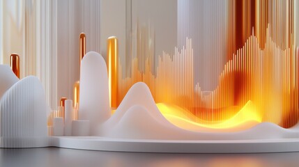 Poster - mesmerizing glowing wave patterns in vibrant abstract digital art background