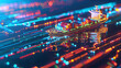 © Mutshino_Artwork - Futuristic cargo ship navigating a digital global trade network with smart logistics integration