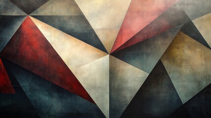 Wall Mural - Geometric abstract artwork with triangular shapes and color variation