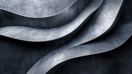 Wall Mural - Abstract metal design showcasing curved lines and varying textures