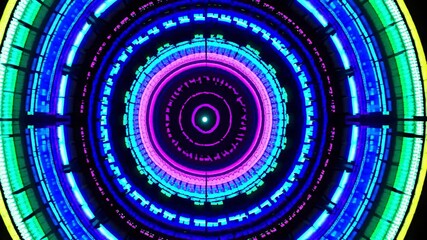 Poster - Neon Kaleidoscope Ethereal Corridor Journey