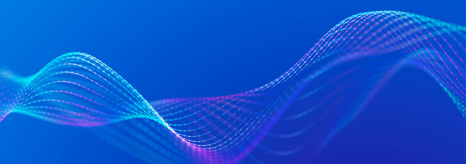 Leinwandbilder - Polygonal background with dots and lines. Network connection structure. Science and technology. 3d