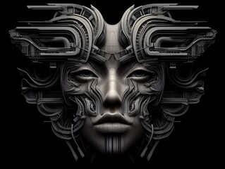 Poster - Cybernetic bio-abstraction, futuristic organic structures, AI-generated synthetic textures, biomechanical aesthetics, intricate detail, smooth high-tech surfaces, surreal fusion of nature and