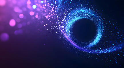 Poster - Infinite symbol, glowing particles, blue and purple gradient background