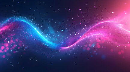 Poster - Infinite symbol, glowing particles, blue and purple gradient background