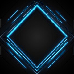 Aufkleber - Neon Blue Rhombus Frame with Dark Background and Elegant Design - Futuristic, Minimalist Style for Modern Layouts and Digital Art.