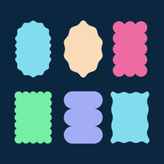 Fototapete - Zigzag and Wavy Geometric Shapes. Colorful Badges with Curve Edge. Decoration elements for Stickers, Posters, Chevron, Labels. Vector illustartion