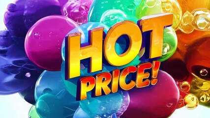 Aufkleber - A colorful sign that says Hot price! in a fun, cartoonish font. The sign is surrounded by a cloud and has a rainbow background