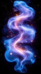 Wall Mural - Spectacular Nebula Formation in Space with Blue Hues and Bright Stars On Black Background