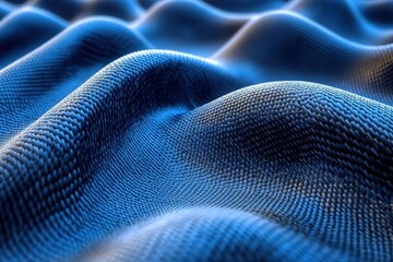 Poster - Abstract Blue Wavy Surface with Geometric Grid Pattern and Dynamic Light