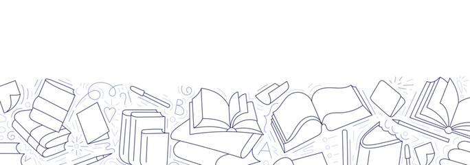 Wall Mural - Open books for library, lesson at school, lecture