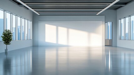 Poster - Huge Modern White Clean Minimal Futuristic Office Empty Big Wall.