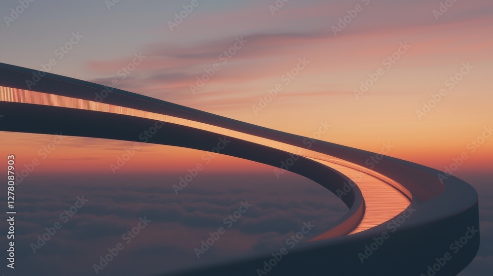 Shape Opf Ridge Photograph of a curved bridge at sunset. the bridge is made of concrete ...