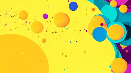 Poster - A colorful background with many small circles. Some of the circles are yellow, some are orange, and some are blue