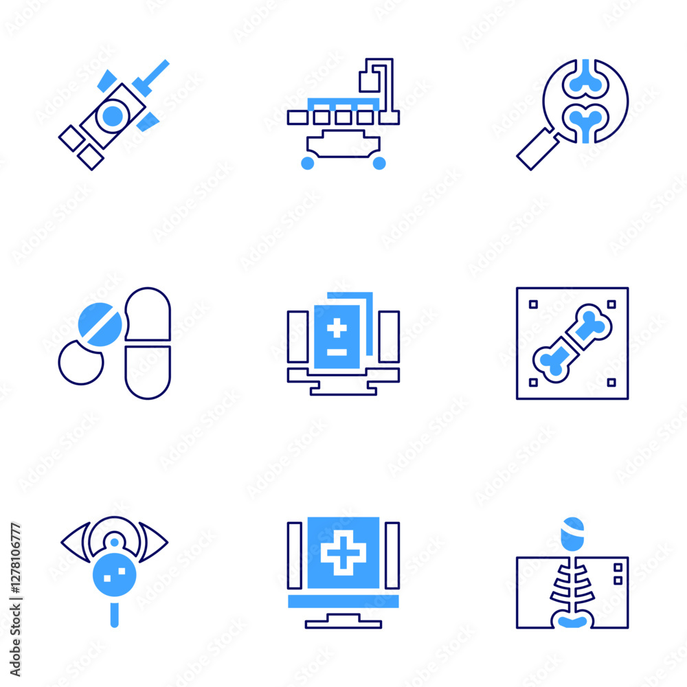 Medical icon set. Bold line style. Duotone colors. Editable stroke ...
