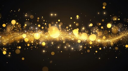 Wall Mural - Golden glittering bokeh background featuring shimmering sparkles and defocused circles ideal for festive designs and elegant presentations

