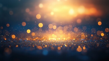Wall Mural - Golden glittering bokeh background featuring shimmering sparkles and defocused circles ideal for festive designs and elegant presentations
