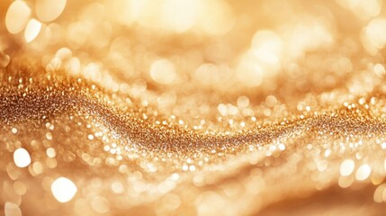 Wall Mural - Golden glittering bokeh background featuring shimmering sparkles and defocused circles ideal for festive designs and elegant presentations
