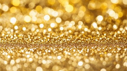 Wall Mural - Golden glittering bokeh background featuring shimmering sparkles and defocused circles ideal for festive designs and elegant presentations
