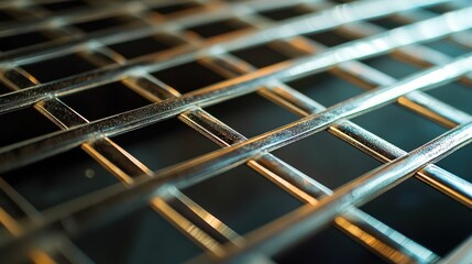 Poster - Close-Up View of Metal Grate with Reflection and Light