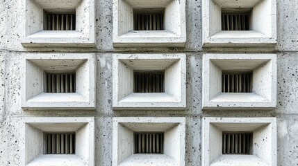Poster - Architectural Detail of Concrete Wall with Square Ventilation Openings