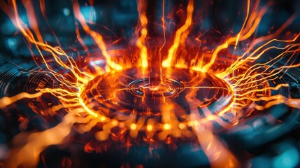 Poster - Dynamic Electric Energy Flow in Abstract High-Tech Background