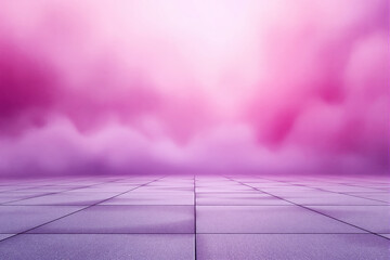 Poster - Soft pink fog over a tiled floor with a dreamy atmosphere.