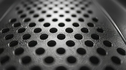 Poster - Close-Up View of Textured Metal Surface with Circular Holes