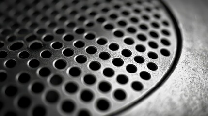 Poster - Close-Up of Round Metal Grate with Circular Holes and Texture