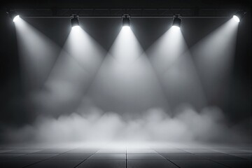 Poster - Empty stage with spotlights and a misty atmosphere.