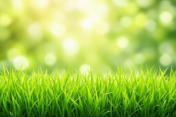 Poster - Vibrant green grass with a blurred sunny green background.